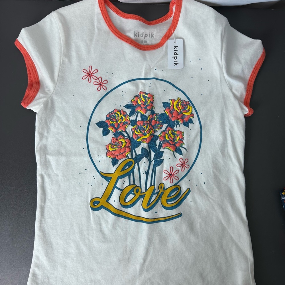 NWT Kidpik White and Orange Kids Shirt